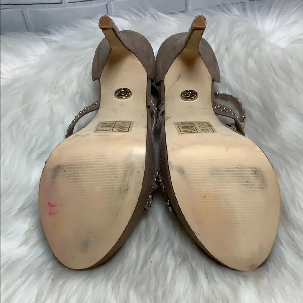 Bebe Tan Suede‎ Studded Platform Stilettos Size 9
